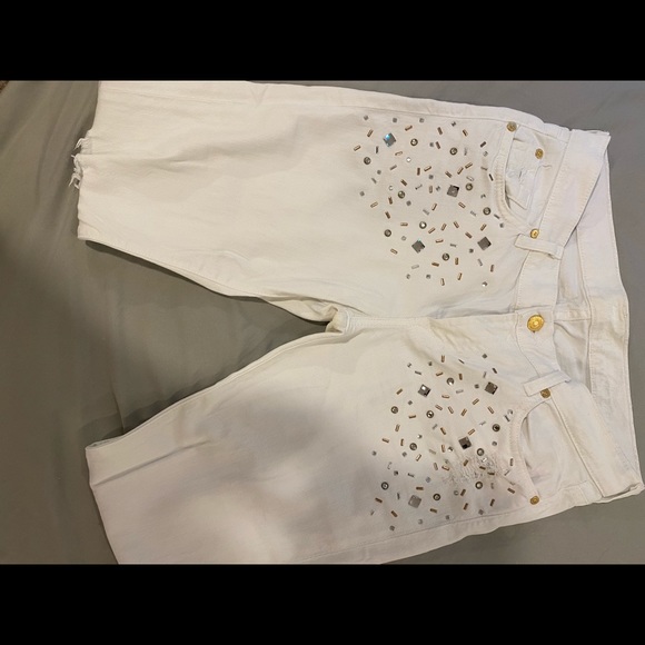 White crystal/ distressed 7 For All Mankind Slim straight jeans - Picture 2 of 3